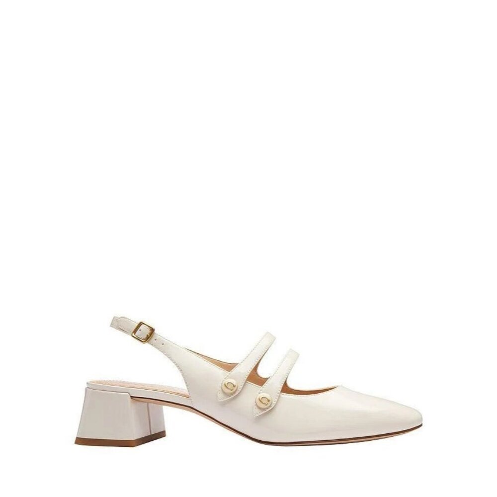 Coach Winley Mary Jane Slingback Pumps Women's Size 11 Chalk Patent Leather - Picture 4 of 6